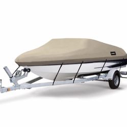 Heavy Duty 600D Marine Grade Polyester Canvas Trailerable Waterproof Boat Cover