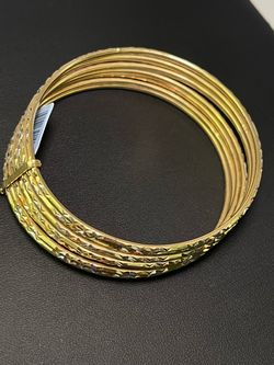 14k tri color gold diamond cut bangle 7 days bracelet set
