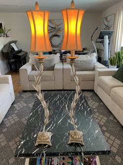 Tole Leaf Beaded Floor /Table Lamp