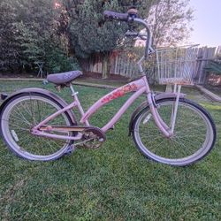 Pink Beach Cruiser W/ Basket