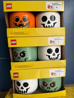 Halloween Edition NEW LEGO Skeleton, Green Skeleton, and Pumpkin Storage Head - Large and Small