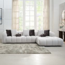 New White Bubble Sectional Sofa - Free Delivery ✅ Modern Sectional Sofa With Right Facing Chaise 