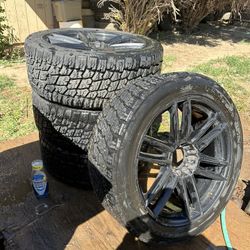22 Size Tires 6 Holes For A Chevy / Cadillac 80 % Life Good Tread 