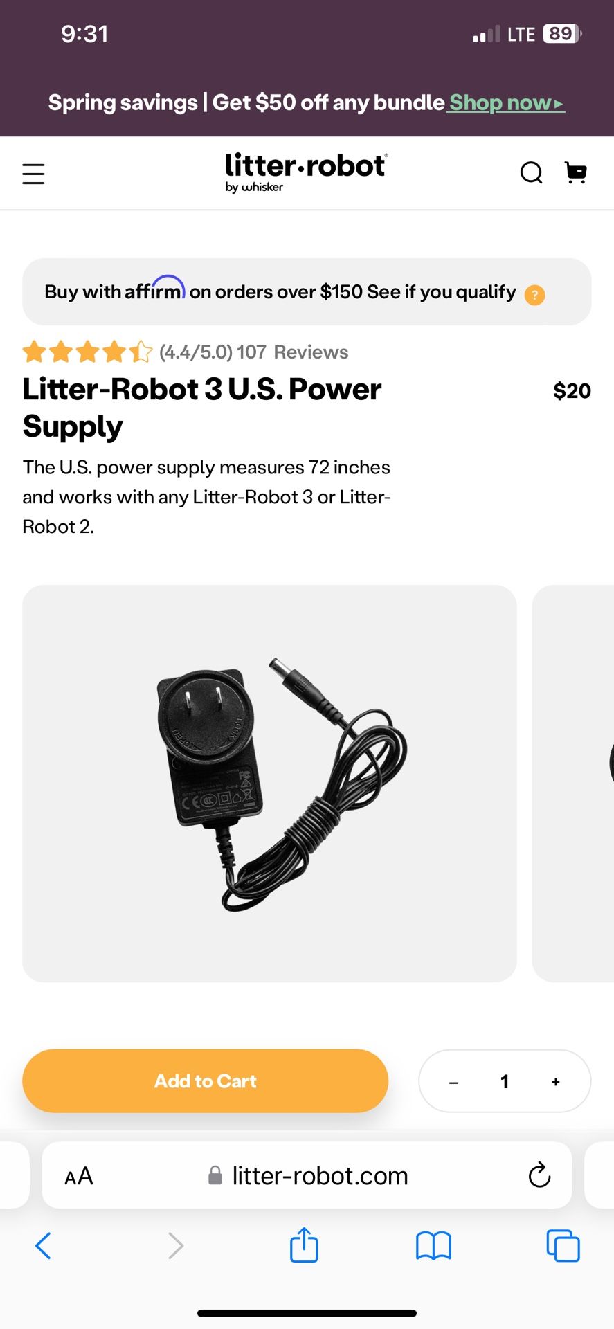 Litter-Robot 3 U.S. Power Supply