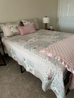 Queen size bed and mattress and frame and headboard