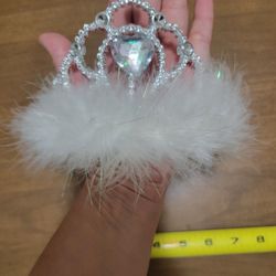 Girls Plastic Princess Tiara with Jewels and Marabou