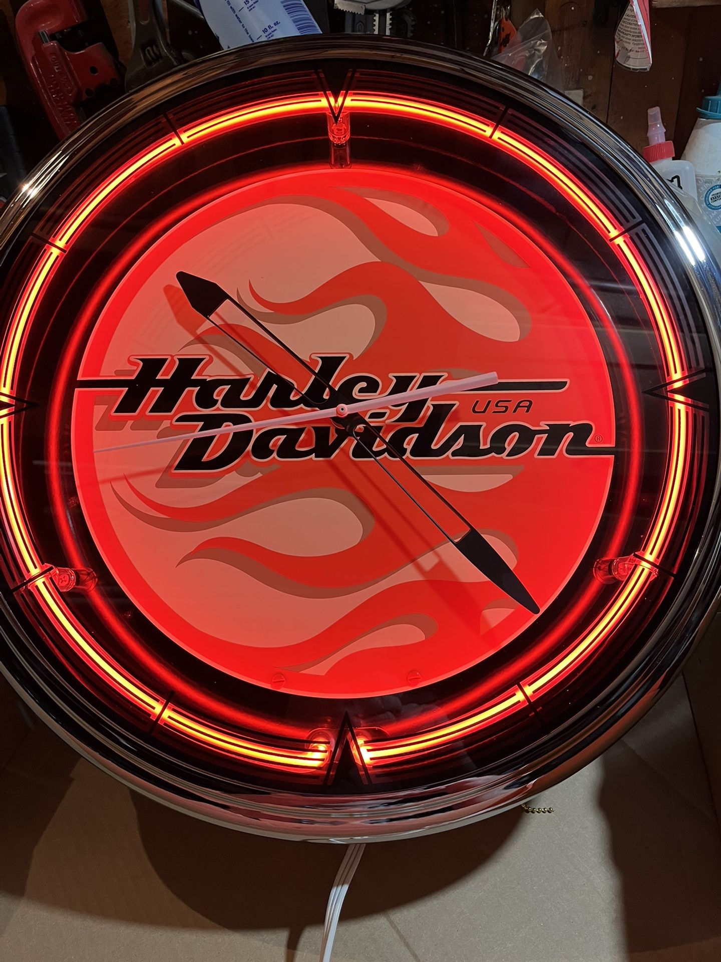 Harley Davidson Neon Clock
