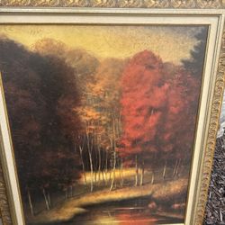Beautiful Landscape Gold Framed Art Piece