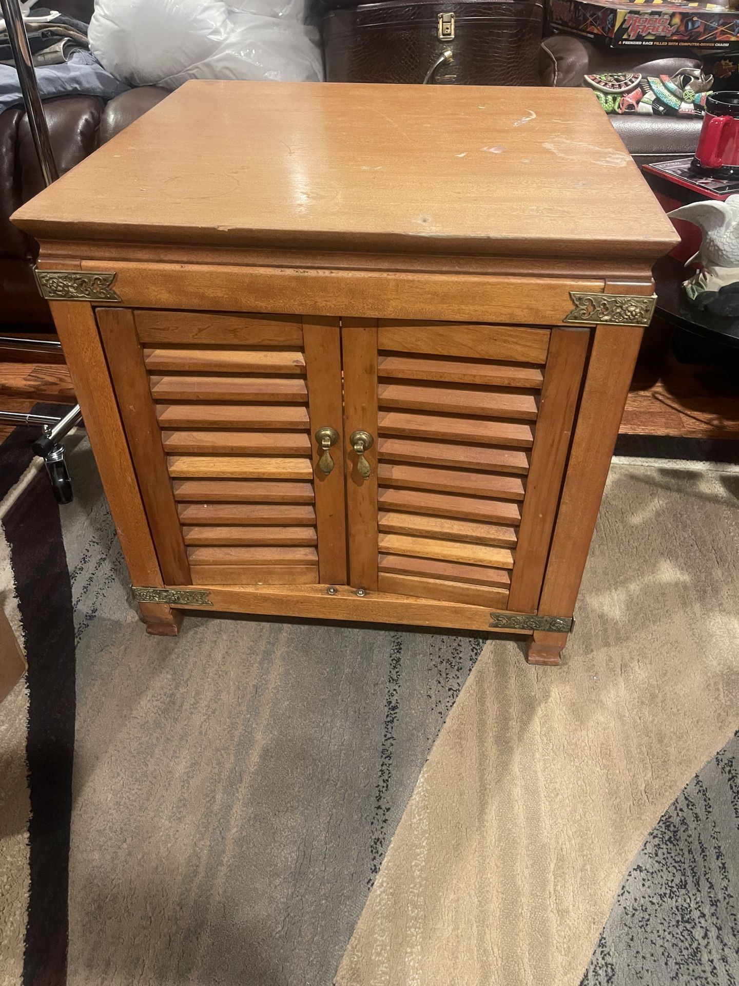 Vintage 1970’s Side Wood Cabinet In Very Good Condition, Just Need To Refinish Top