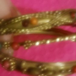 THREE 14 GOLD PLATED  BANGLES BRACELETS 