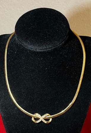 Vtg Gold Tone Choker cubic zirconia