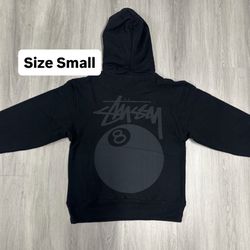 Stussy 8 Ball Pool Logo Black Hoodie. Size Small