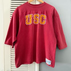 Vintage 70’s 80’s USC Trojans University Of California Champion Football Raglan 3/4 Sleeve T-shirt