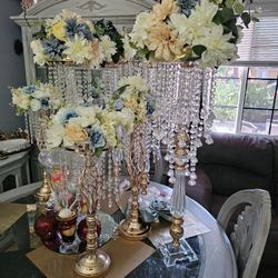 Acrylic And Gold Table Centerpieces