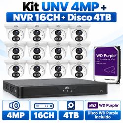 Uniview 12 Cámaras de Seguridad 4MP + NVR PoE 16 Canales + 4TB
