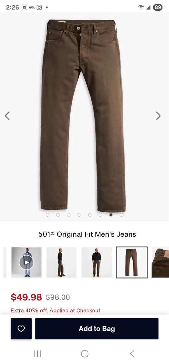 Levis 501 Brown 36x30