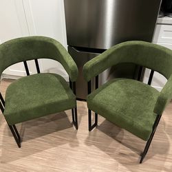 Set of 2 green olive accent chairs