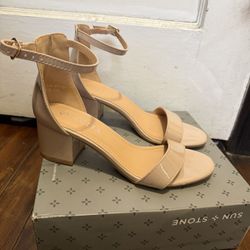 Beige Low Heels 7 1/2