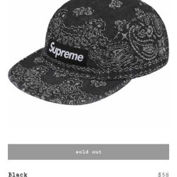 Supreme Bandana Jacquard Denim Camp Cap - Black - One Size - ORDER CONFIRMED!!