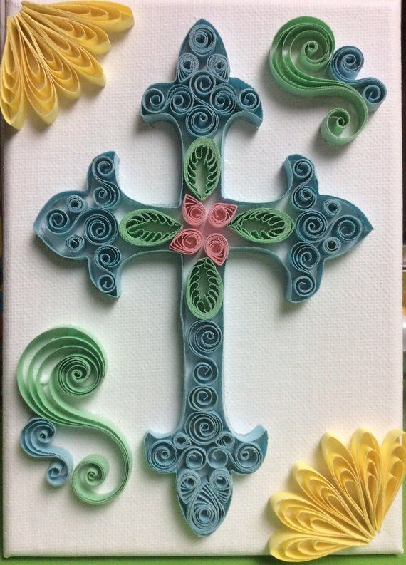 Handmade quilling cross wall decor custom made on order
