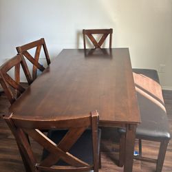 DINING TABLE With 4 Chairs And A Bank 