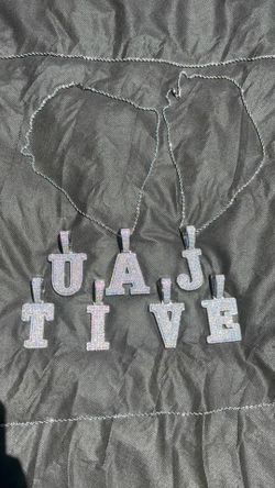 Moissanite VVS Initial pendant passes Diamond Tester (with free chain) A-Z Available Jewelry
