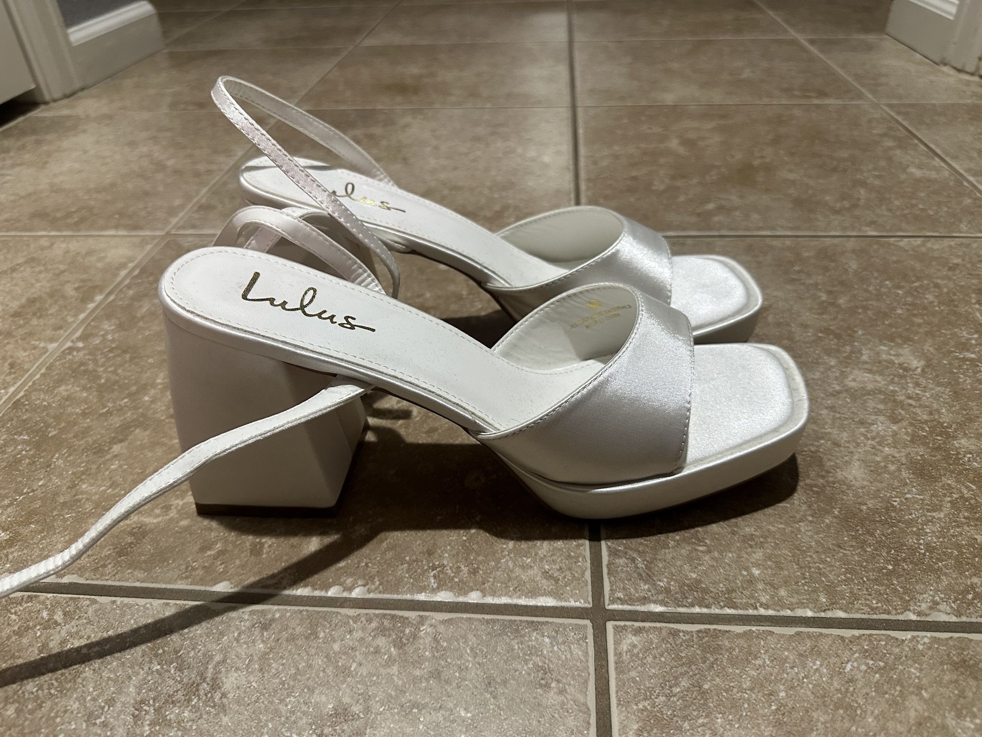 Lulus Ivory Platform Ankle Strap Heels - Never Used