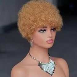 Blonde curly wig with a lace front