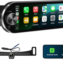 6.86" Single Din Touchscreen Car Radio Wireless CarPlay/Wired Android Auto, 1280 * 480 QLED Car Stereo 2+64G with Bluetooth AM/FM (with Backup Camera)