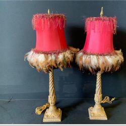 Vintage Feathered Lamps 