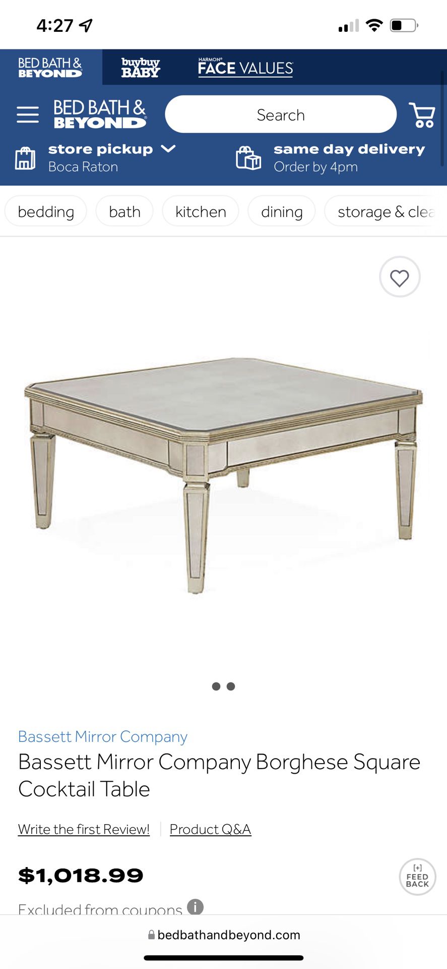 Mirrored coffee table 