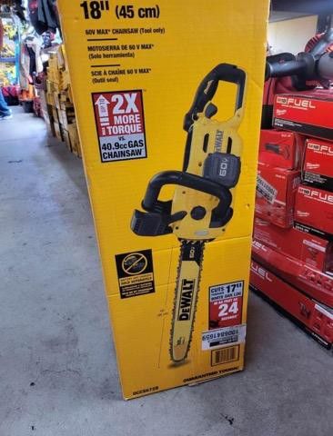 DEWALT 60 V BRUSHLESS 18 IN CHAINSAW NEW TOOL ONLY 