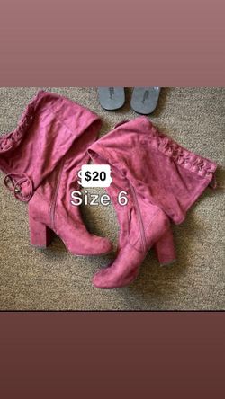 Burgundy thigh high boots