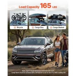 Roof Rack Cross Bars, Universal Fit for Naked Roofs Without Raised Rails/Flush Rail/Black Moldings, 165 LBS Capacity, Lockable Heavy Duty Aluminum Cro