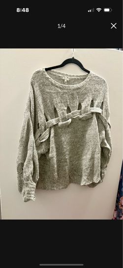 Size large gray distressed sweater