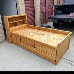 Oak Twin Bed and Headboard