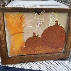 Fall Pumpkin Window Hand Painted