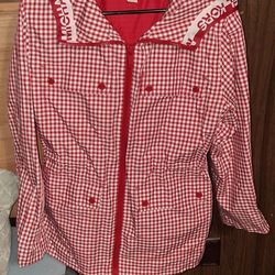 New Michael Kors Red/white  Rain Coat, Size-Xs