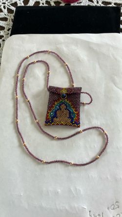 Seed bead Buddha pouch necklace