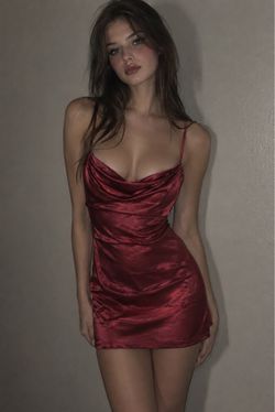 GLARE Midnight Red Satin Mini Dress Size Small