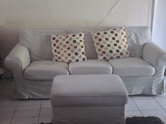 IKEA Ektorp 3-Seat Sofa + Ottoman Set – Beige
