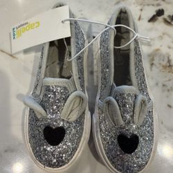 Capelli New York Kids Toddler Girl Silver Bunny Slip On Shoe Sz 7 Brand New