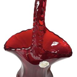 Westmoreland Glass Ruby Red 7 1/2" Tall 4 1/2" Long Handled Basket