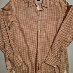 Men's Orange Hugo Boss Dress Shirt Size Medium