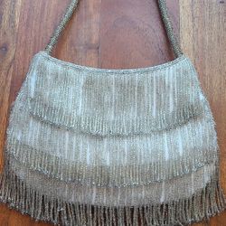 Unique Silver Beaded Handbag