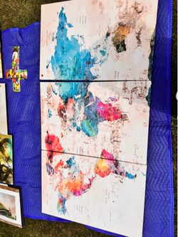 Lovely and colorful world map on canvas!