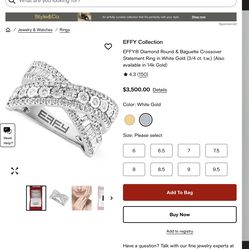 EFFY 14K Gold Diamond Crossover Ring size 7 – Designer Statement Band – $1,026