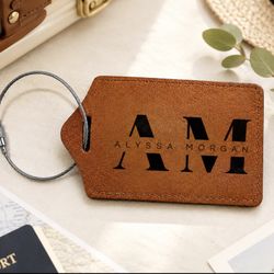 Personalized Luggage Tag Custom Name + Initial Travel Bag ID W/ 5 Lines on Back