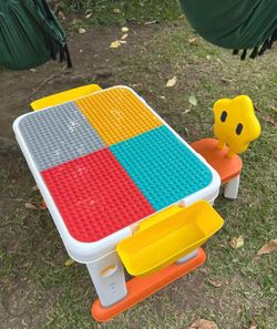 Kids Activity Table and Chair Set, Toddler Learning Play Table Toys