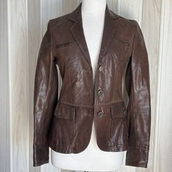 BOSS-Hugo Boss;  Brown Leather WOMEN’S Jacket Size 4